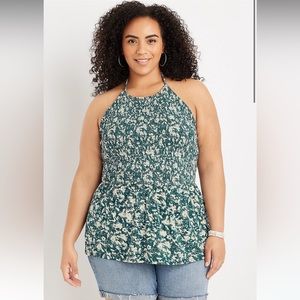 New with tags Maurice’s green and white peplum halter tank top size 1X